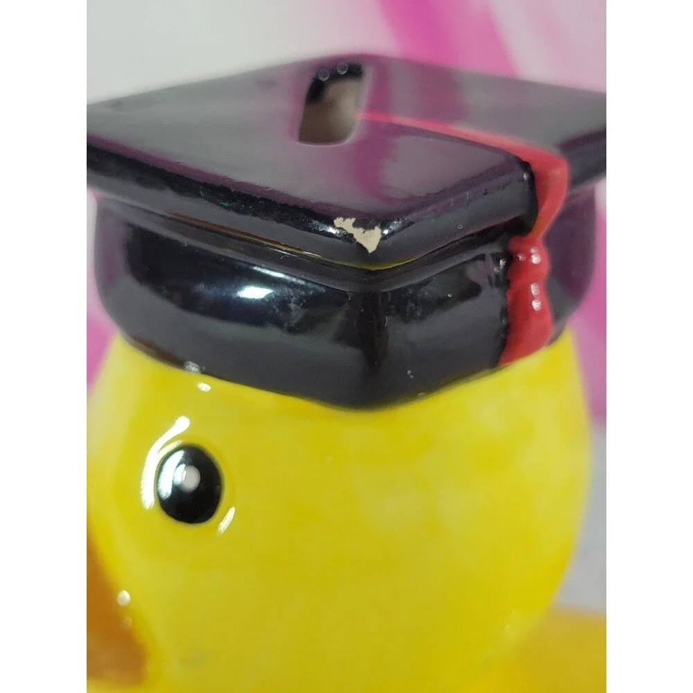 Yellow Duck Graduation Coin Piggy Bank Ceramic Ducky 5